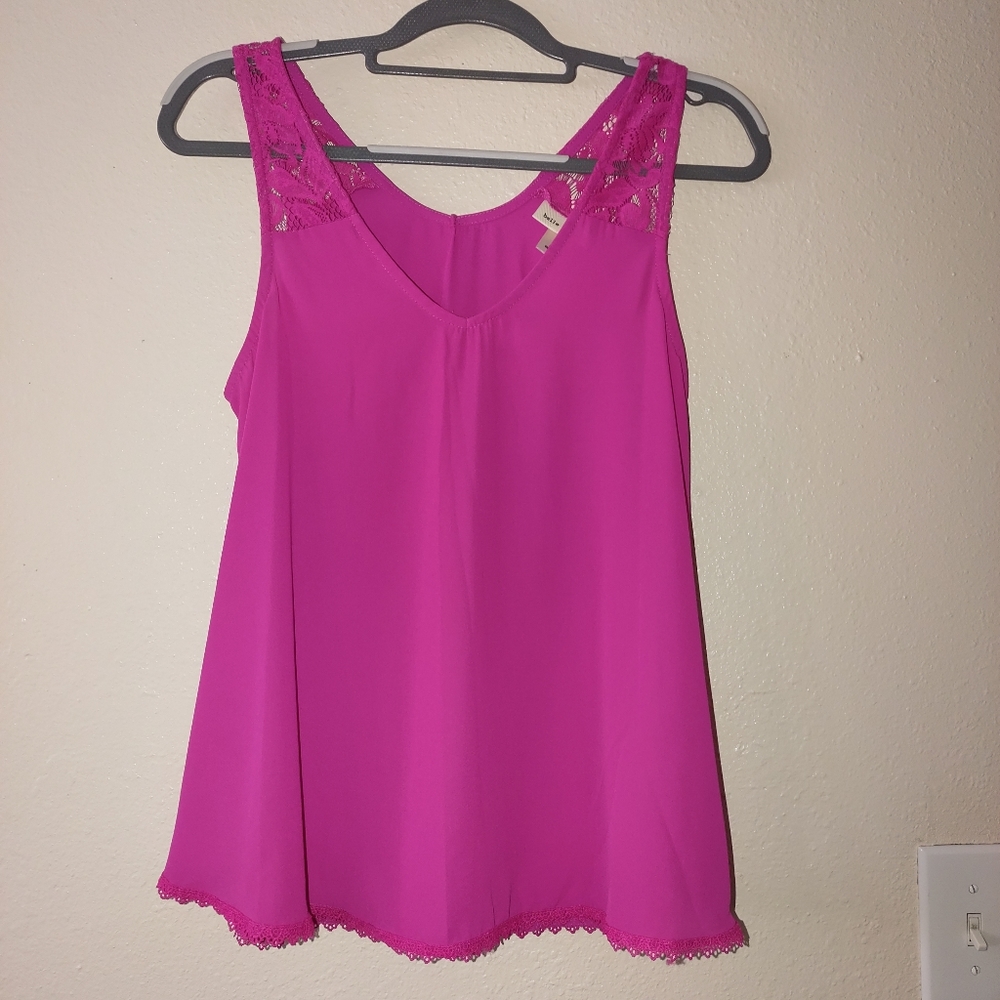 Belle du jour hot Pink Flowy Tank top Size Large